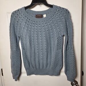 Guinevere sz S pullover chunky open cable knit sweater wool/nylon/alpaca cozy
